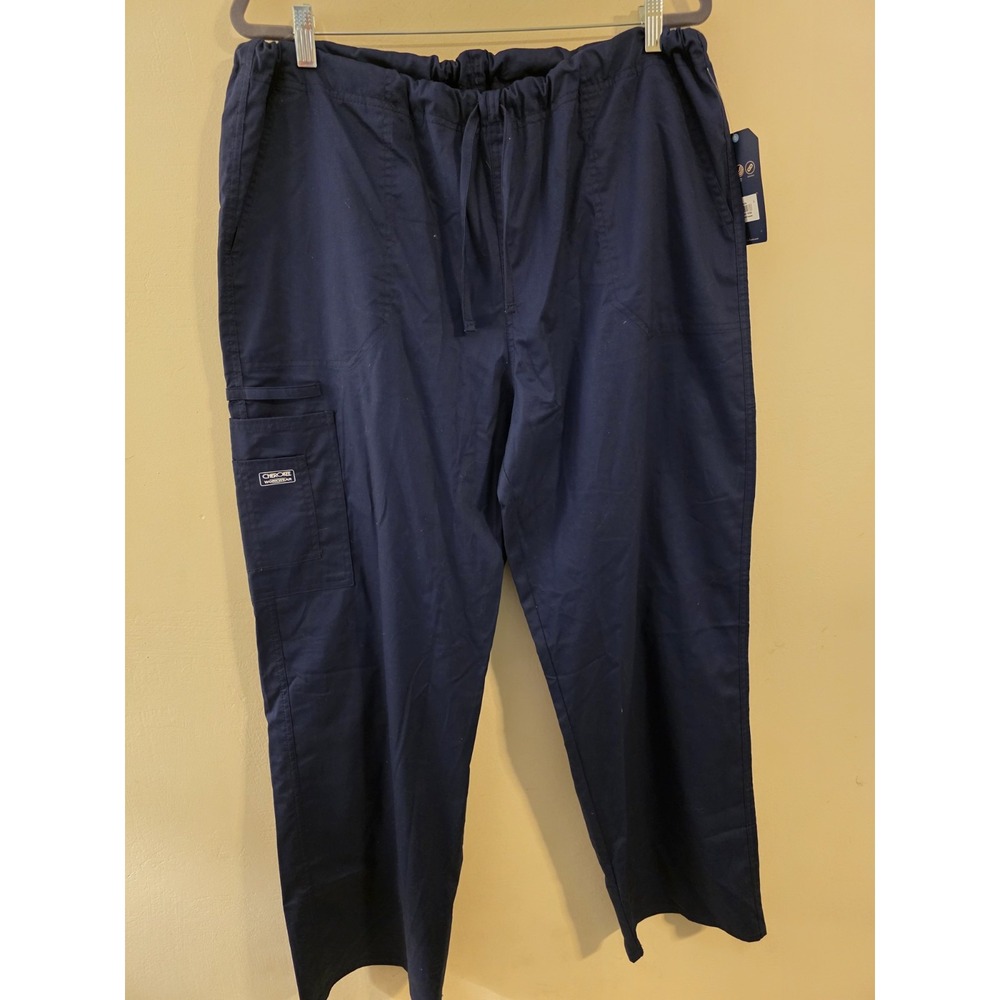 Cherokee Workwear Size‎ Large Drawstring Cargo Scrub Pant #4043 NAVW Navy